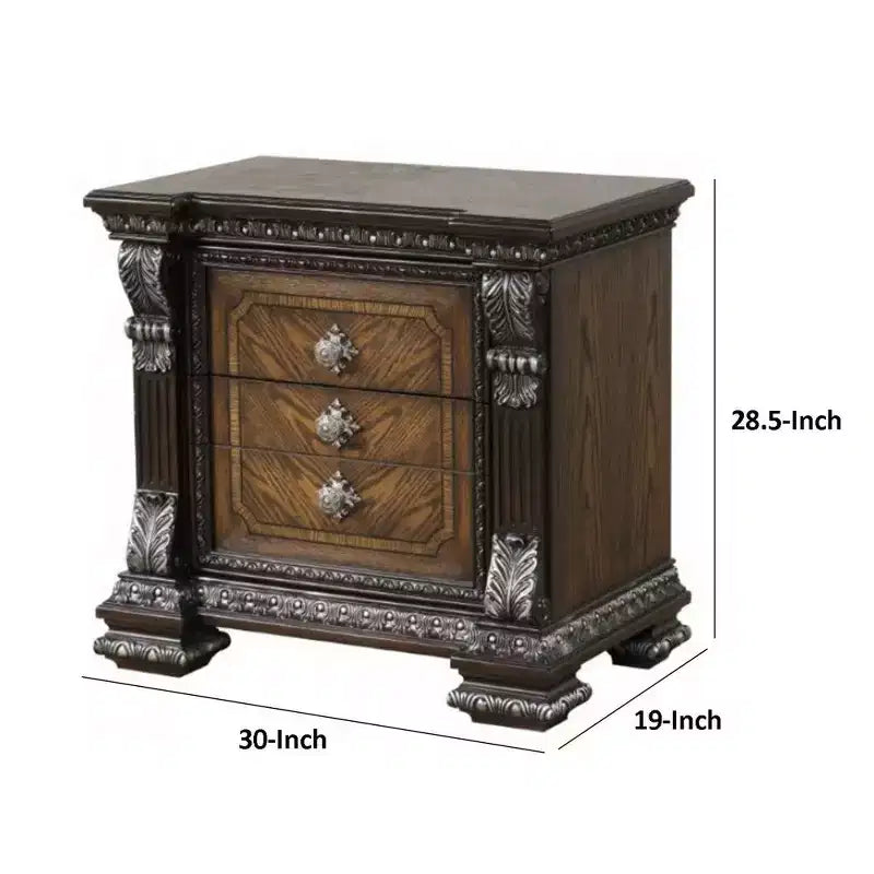 Table de chevet avec tiroir caché USB A-C, 76 cm