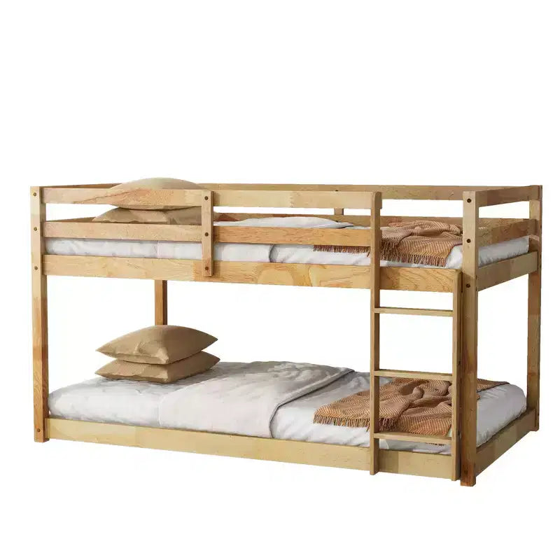 Lit superposé jumeau de 77,3 pouces avec échelle, lit jumeau avec barrière de sécurité et lattes renforcées, cadres de lit pour chambre d'enfants, salle de jeux, Naturel
