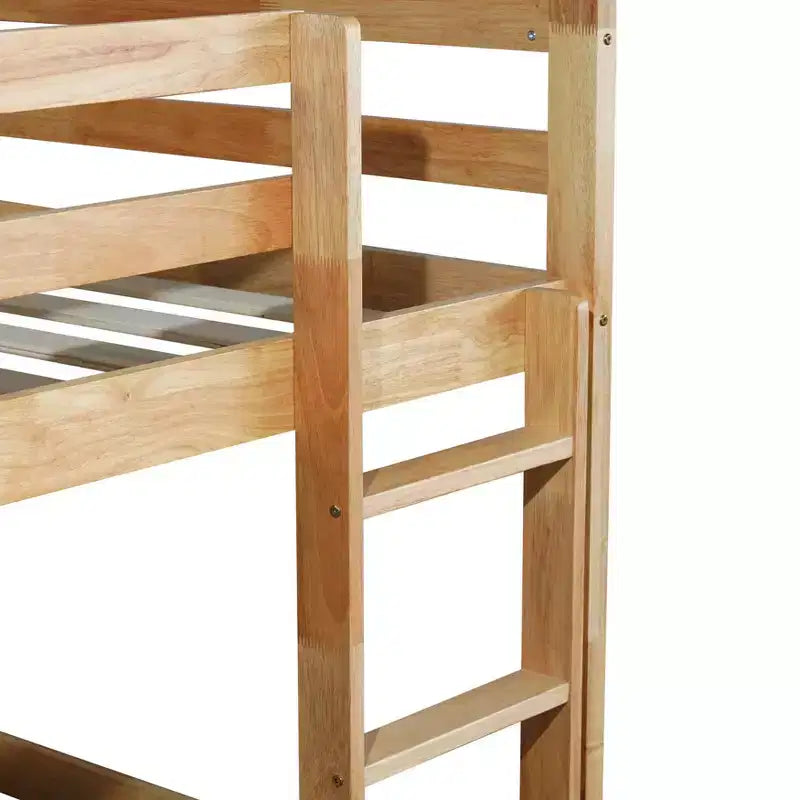 Lit superposé jumeau de 77,3 pouces avec échelle, lit jumeau avec barrière de sécurité et lattes renforcées, cadres de lit pour chambre d'enfants, salle de jeux, Naturel