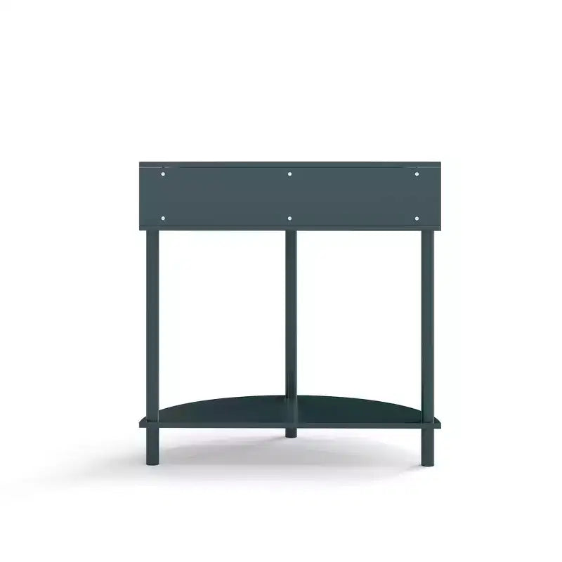 Table d'appoint élégante en demi-cercle avec 2 tiroirs en rotin et étagère inférieure pour le salon, la chambre, le couloir