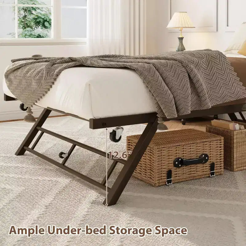 Lit superposé double avec lit gigogne escamotable, cadre en bois massif, garde-corps de sécurité et échelle, aucun sommier tapissier requis