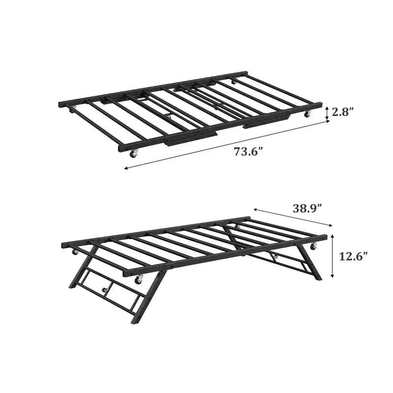 Lit superposé double avec lit gigogne escamotable, cadre en bois massif, garde-corps de sécurité et échelle, aucun sommier tapissier requis