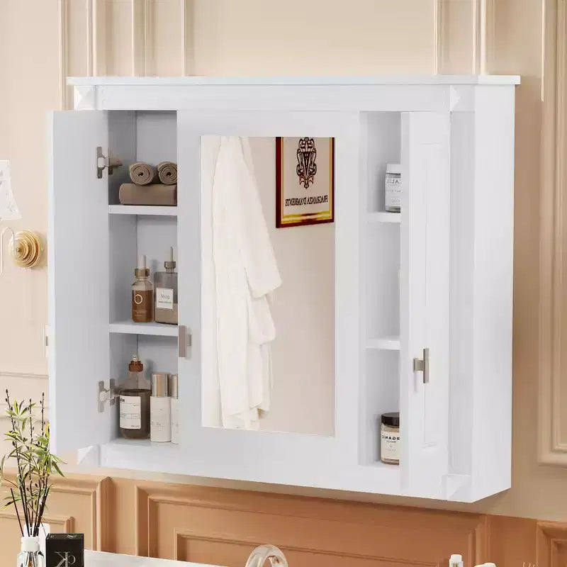 Armoire à pharmacie rectangulaire à montage en surface de 34 po L x 28 po H avec miroir et étagères réglables