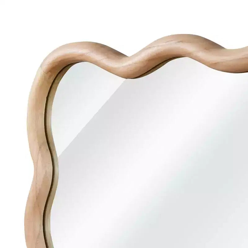 Miroir décoratif 30 x 40 en bois massif rectangulaire ondulé, miroir mural moderne de style ferme pour chambre, salle de bain, salon, entrée, bois naturel