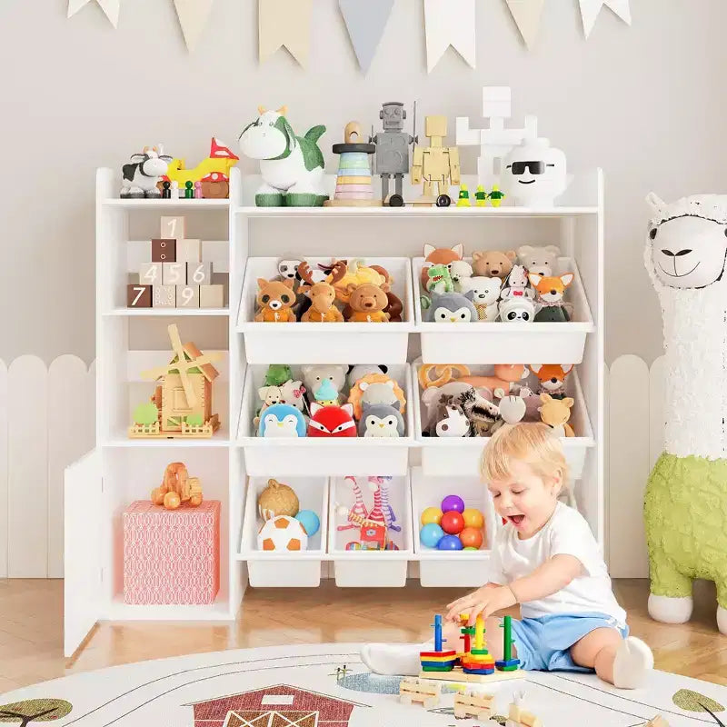 Meuble de rangement en bois pour enfants pour jeux, livres et loisirs créatifs, étagère de rangement pour enfants avec 8 bacs amovibles, bibliothèque pour enfants pour la maternelle et la salle de jeux