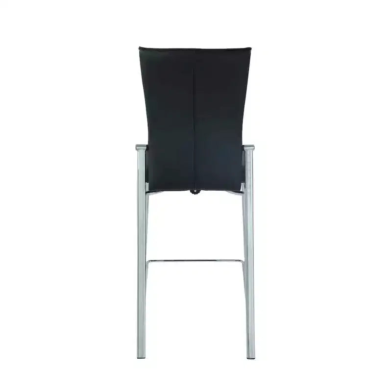 Tabouret de comptoir contemporain avec dossier mobile, cadre chromé, similicuir noir, aucun assemblage requis