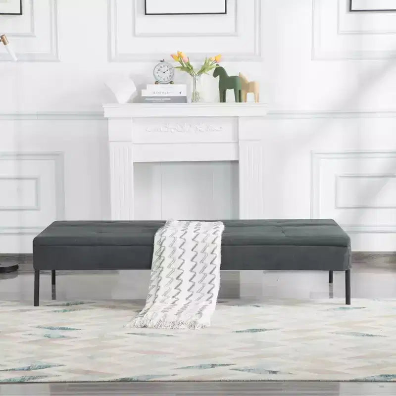 63,39 po Canapé-Lit Futon, Dossier Ajustable sur 5 Positions, Cadre Entièrement en Fer, Revêtement en Polyester