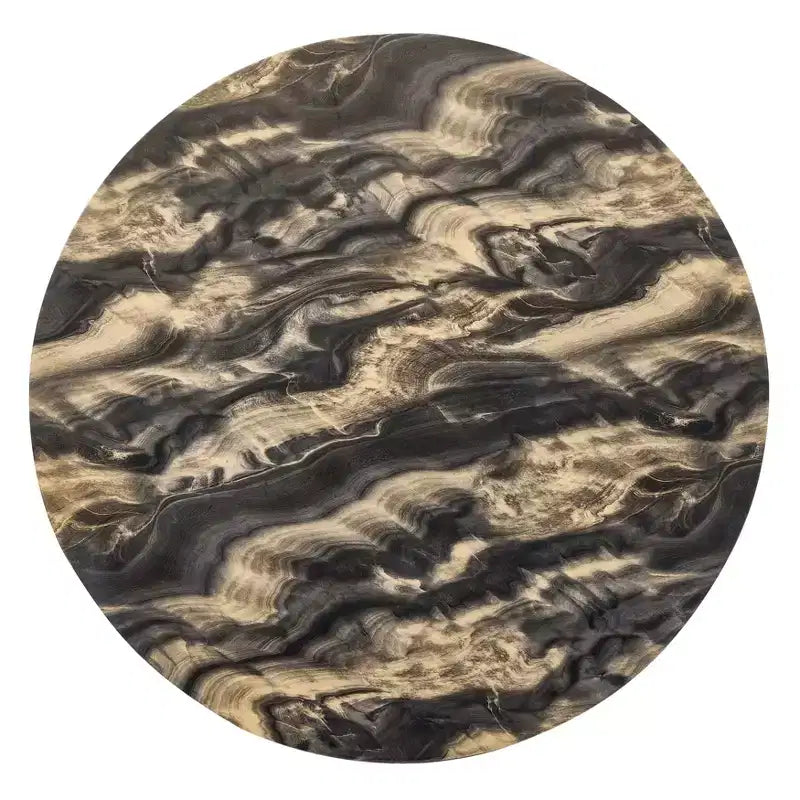 Table à manger ronde moderne en faux marbre avec pied central, 4 places, 120 cm
