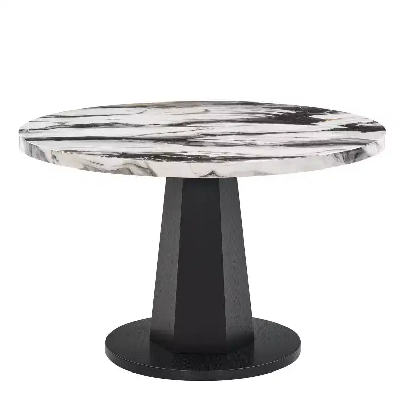 Table à manger ronde moderne en faux marbre avec pied central, 4 places, 120 cm