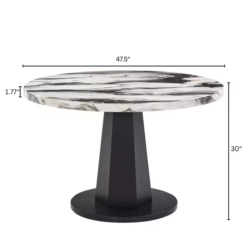 Table à manger ronde moderne en faux marbre avec pied central, 4 places, 120 cm