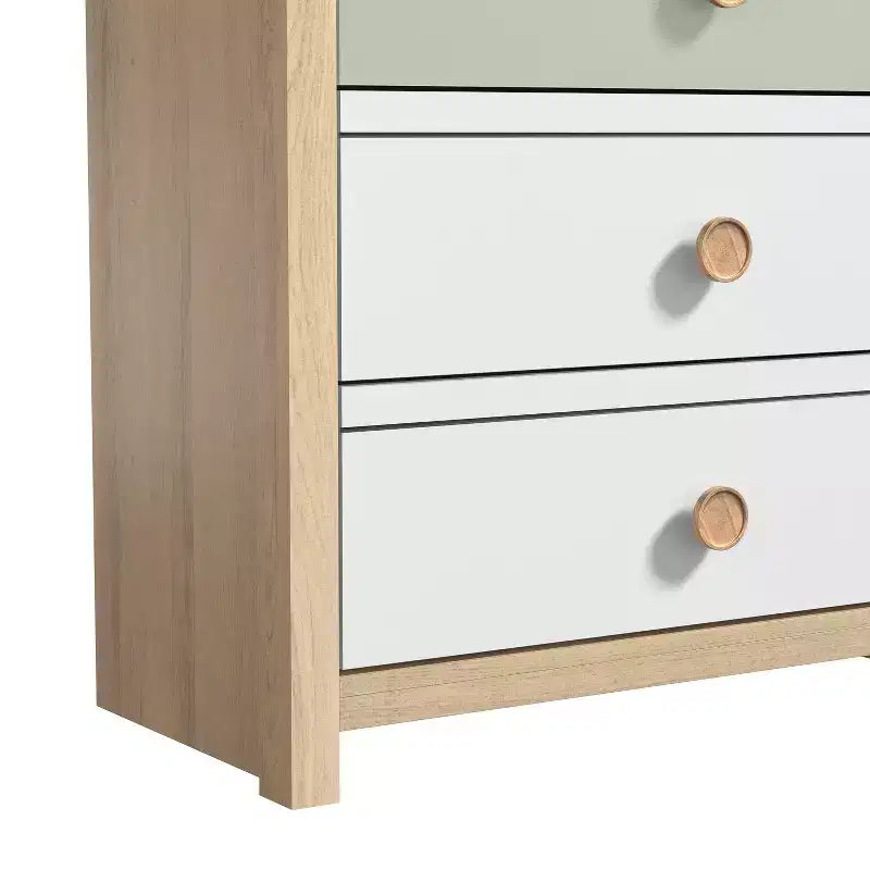 Commode à 5 tiroirs avec façades de couleurs mélangées, 78 x 40 x 117 cm, cadre en bois