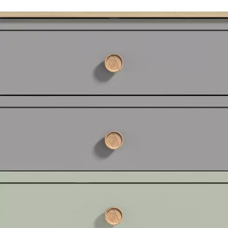 Commode à 5 tiroirs avec façades de couleurs mélangées, 78 x 40 x 117 cm, cadre en bois