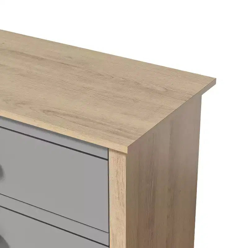 Commode à 5 tiroirs avec façades de couleurs mélangées, 78 x 40 x 117 cm, cadre en bois