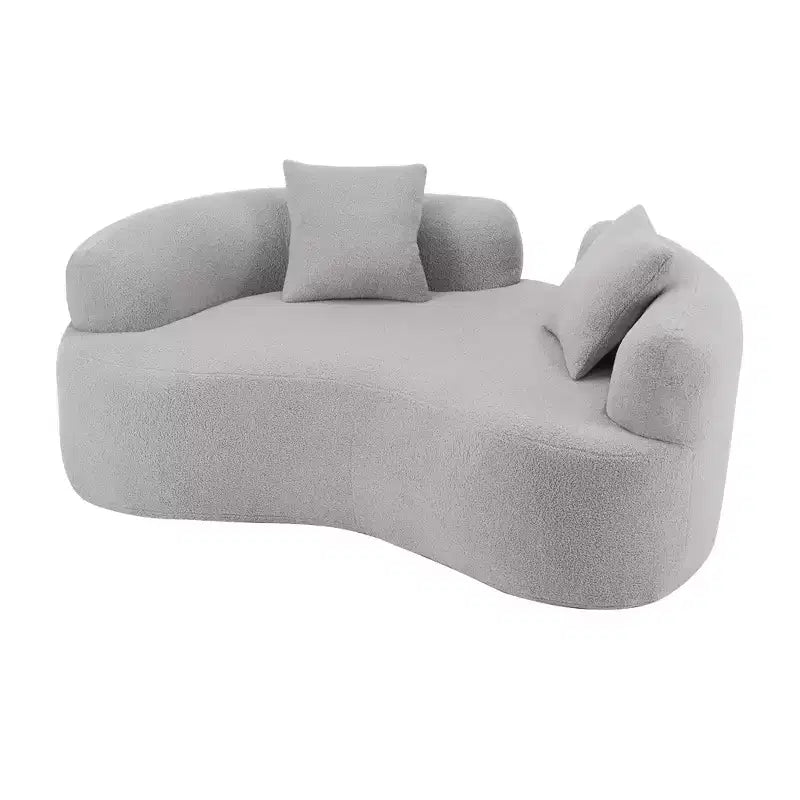 Causeuse incurvée en velours teddy rembourrée moderne de 66,93 po pour petits espaces et appartements, aucun assemblage requis