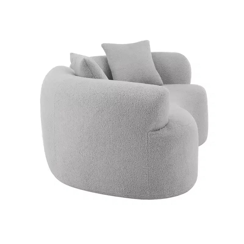 Causeuse incurvée en velours teddy rembourrée moderne de 66,93 po pour petits espaces et appartements, aucun assemblage requis