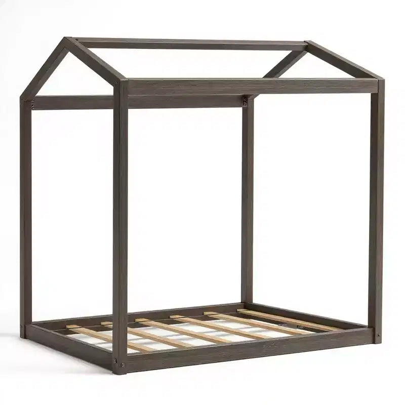 Lit cabane pour jumeaux, en bois de pin massif sans nœuds, cadre de lit pour enfants, pas besoin de sommier tapissier, 5 ans et plus